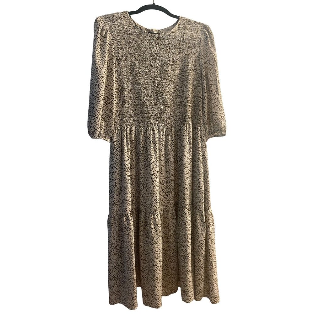 Grade and Gather Off-White Brown Speckled Dress